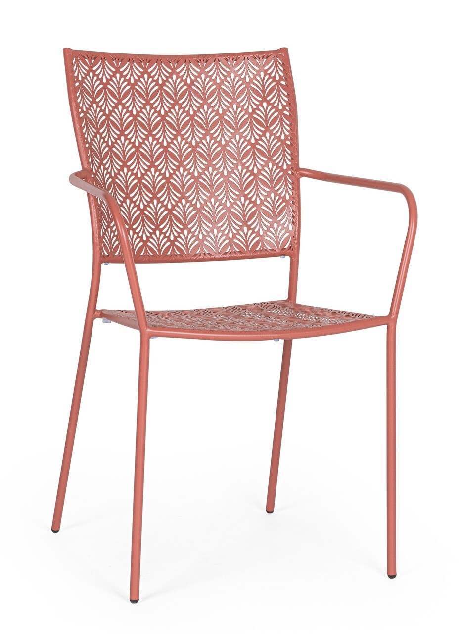 Lizette kerti szék, bizzotto, 54 x 55 x 89 cm, kezelt acél kültéri használatra, halvány rózsaszín