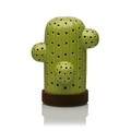 Világító dekoráció kaktusz LED-ekkel, Versa, 14,6x16,7 cm, elemekkel, kerámia / fa