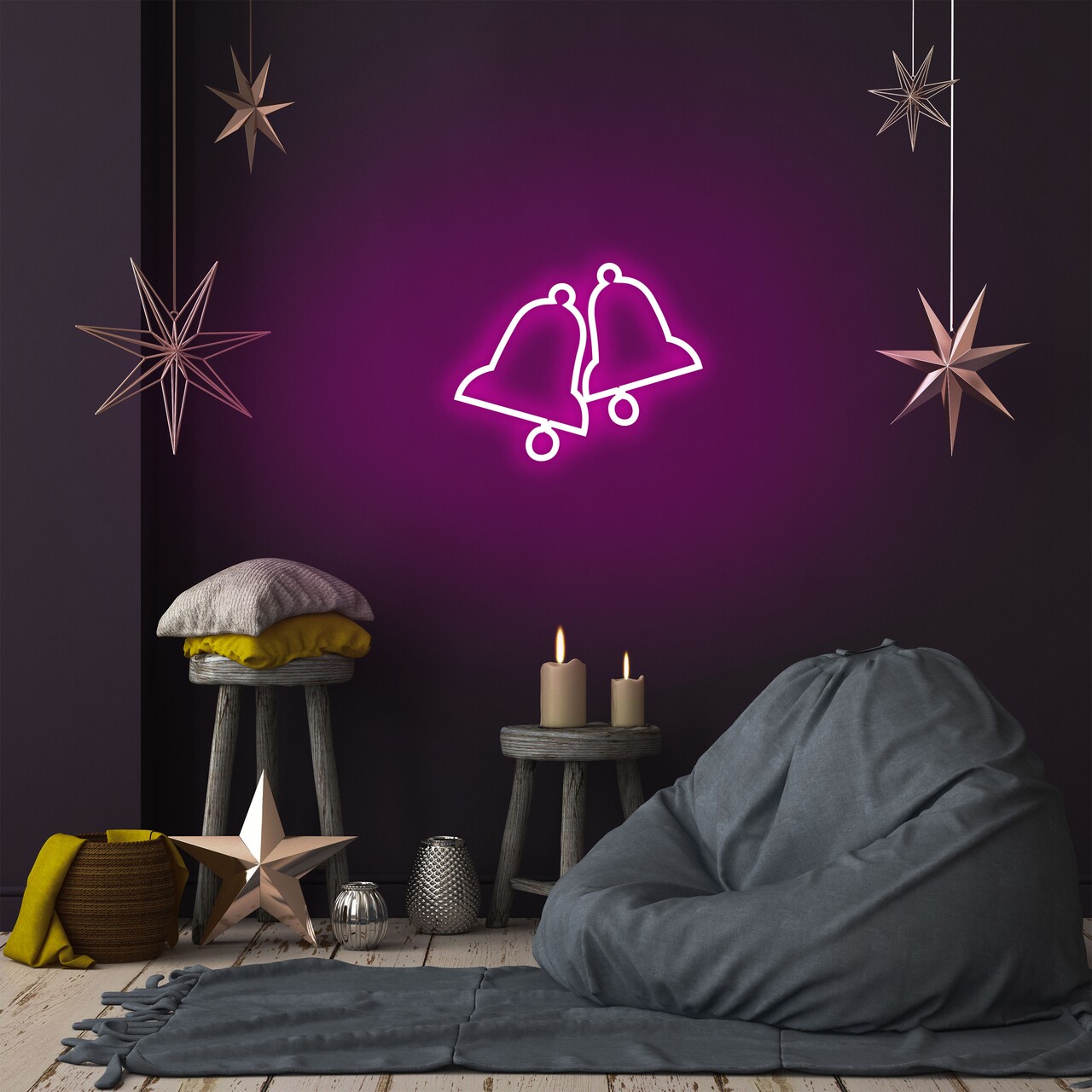 Bells Fali lámpa, Neon Graph, 30x24x2 cm, rózsaszín