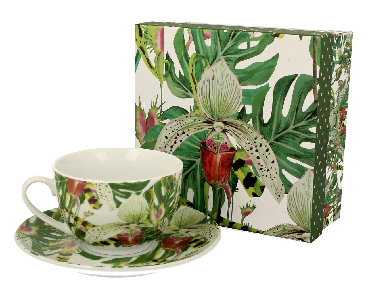 Duo Csésze Kistányérral, 250 Ml, Porcelán, Zöld