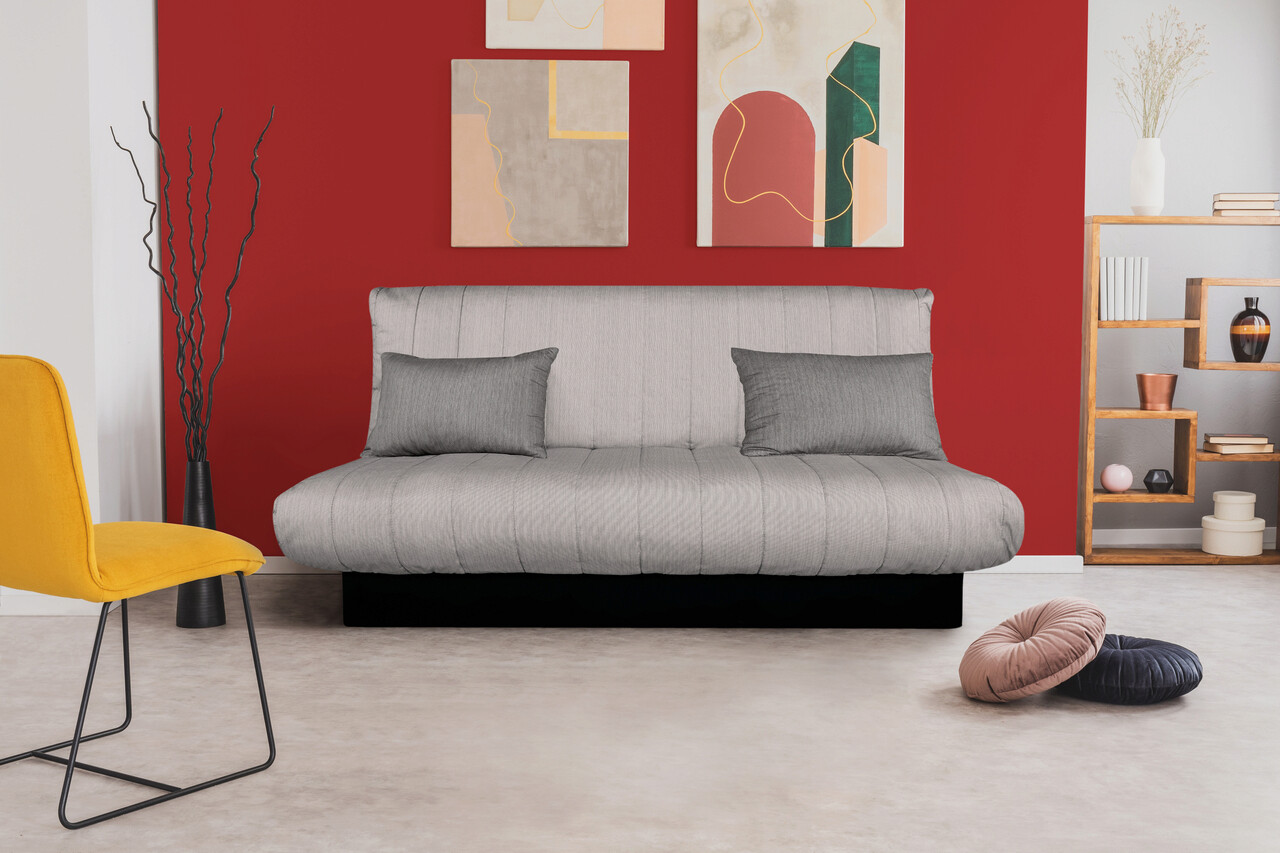 Bedora click-clack felicity kihúzható kanapé, 195x75x90 cm, tárolóládával, textil huzat, világosszürke