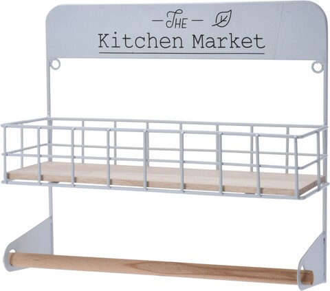 Kitchen market Polc konyhai törölközőtartónak, fém, fehér