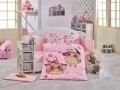 Lenjerie de pat pentru copii, 4 piese, 100% bumbac poplin, Hobby, Coolbaby, roz