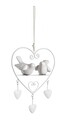 Amelie Heart Felfüggeszthető dekoráció, Bizzotto, 18x13 cm, acél / kerámia, fehér