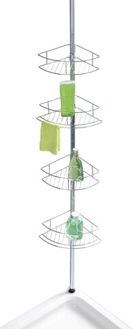 Fürdőszoba bővítő sarokpolc, Weenko, Dolcedo, 31 x 62-275 x 23 cm, rozsdamentes acél