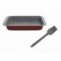 Sütőtálcás készlet + Plumcake spatula, Tognana, 23 cm x 13 cm, szénacél / szilikon, bordó / szürke