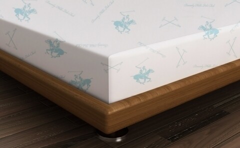 Beverly Hills Polo Club Gumis lepedő, 240x260 cm, 100% ranforce pamut, fehér/türkiz