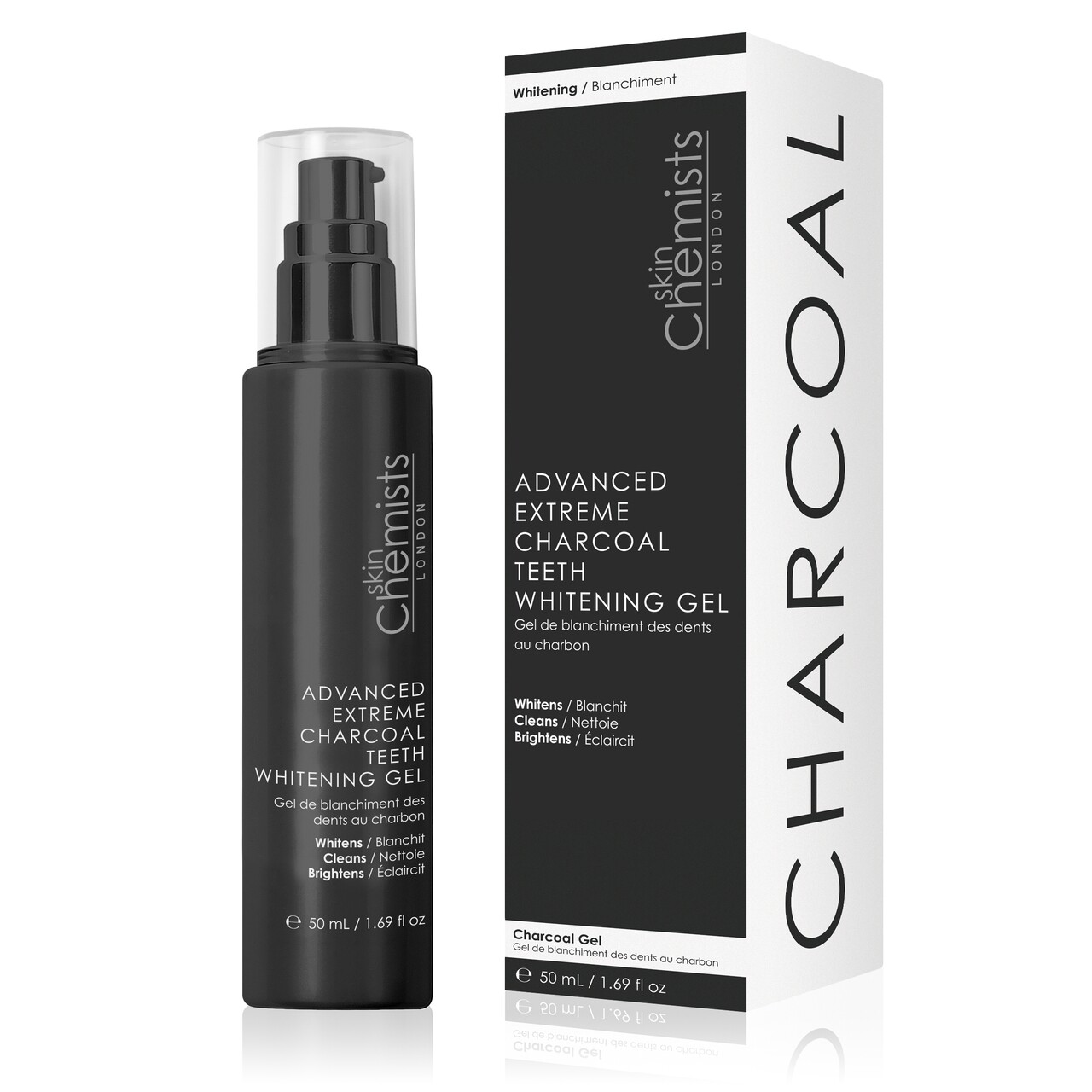 Aktivált szén fogkrém a fogfehérítéshez, SkinChemists, Advanced Extreme Charcoal, 50 ml