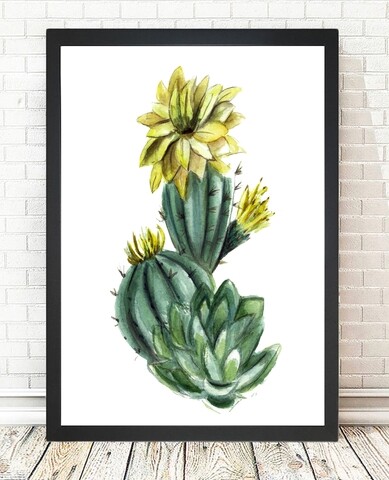 Cactus Blossom Kép, Tablo center, 24x29 cm, MDF, színes
