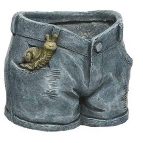 Jeans shorts Virágtartó, Decoris, 23x23x22 cm, poligyanta, szürke