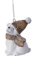 Polar bear Díszgömb, Decoris, 6,2x5x9 cm, terrakotta, fehér / barna