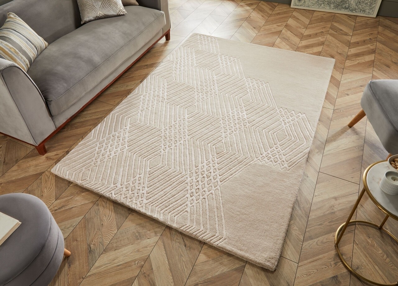 Flair Rugs Szőnyeg, Architect Diamons Natural, 120 x 170 cm, gyapjú/viszkóz, természetes