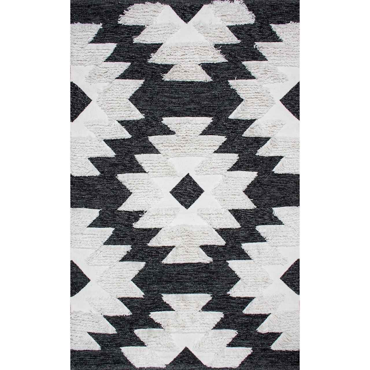 Eko környezetálló szőnyeg, afr 01 - black, white, 100% pamut, 120 x 180 cm