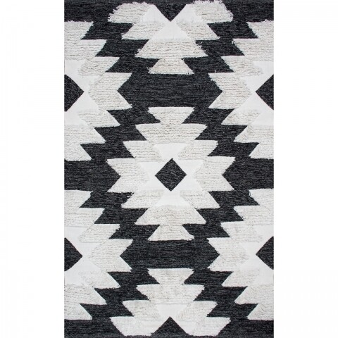 Környezetálló szőnyeg, AFR 01 - Black, White, 100% pamut, 120 x 180 cm