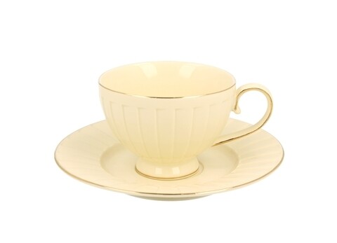 Nina tányéros pohár, Duo, 220 ml, porcelán, fehér / arany