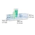 Fürdőszobai polc, Wenko, Maxi Quadro Vacuum-Loc®, 38.5 x 8.5 x 14.5 cm, rozsdamentes acél/műanyag