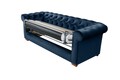Oxford Chesterfield Kihúzhatós kanapé, 88x216x75 cm, 3 személyes, sötétkék