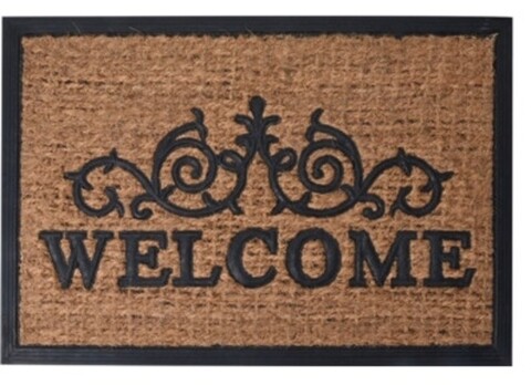 Welcome 1 Design bejárati szőnyegek, 60x40 cm, gumi és kókuszrost