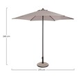 Delfi Terasz/kerti napernyő, Bizzotto, Ø270 cm, oszlop Ø38 mm, acél/poliészter, szürke/grézs