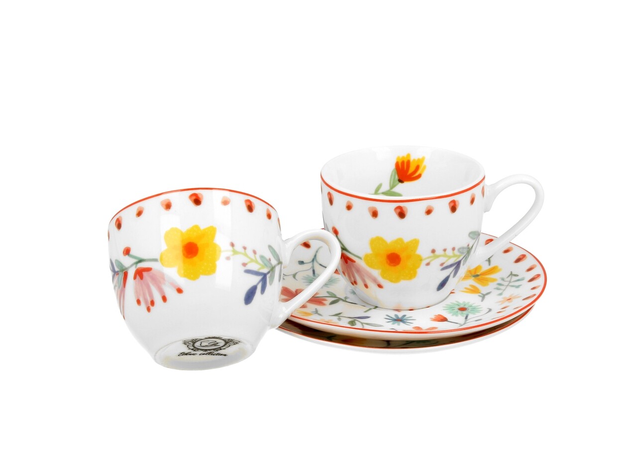 2 Db Csésze Készlet Csészealjjal, DUO, Pasztell, 90 Ml, Porcelán, Tarka