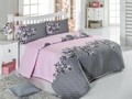 Eponj Home Kétszemélyes steppelt Ágytakaró  Rodez Powder, 3 darabos, 65% pamut, 35% poliészter, rózsaszín/szürke