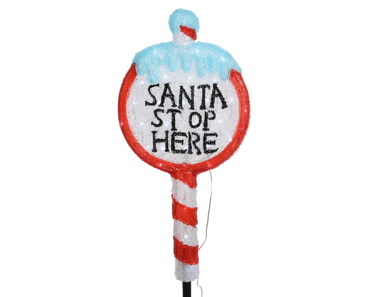 Santa stop here Kültéri fénydekoráció , Lumineo, 30 LED-el, H93 cm, színes