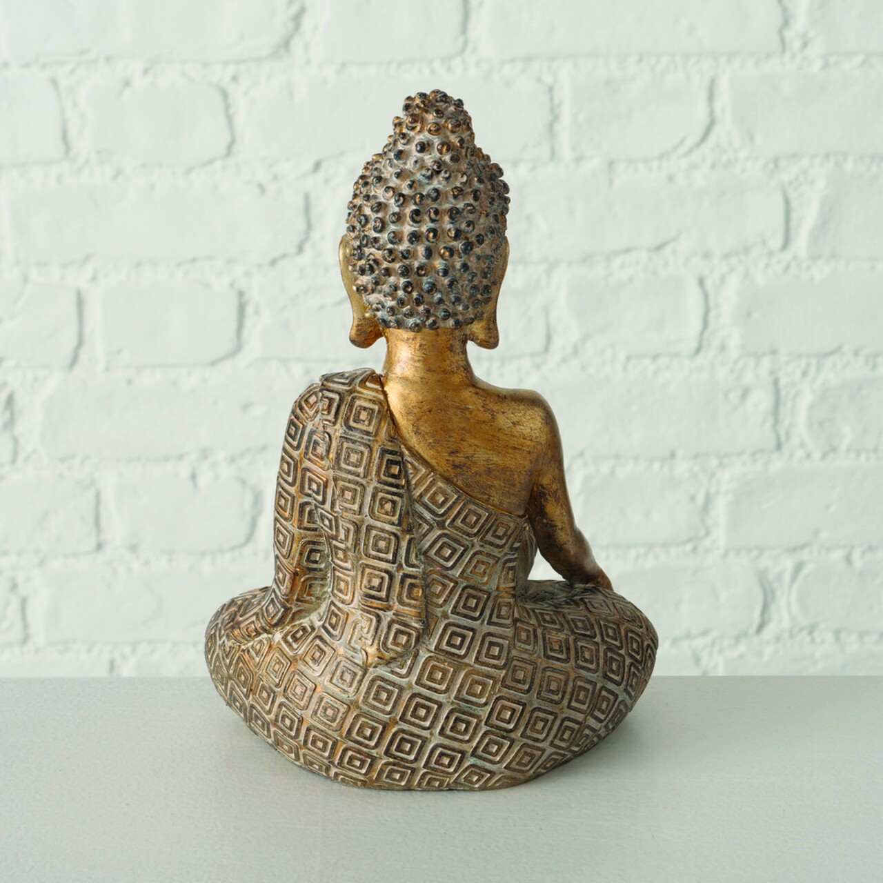 Buddha Makia V1 Gyertyatartó, Boltze, 14x10x21 Cm, Poligyanta