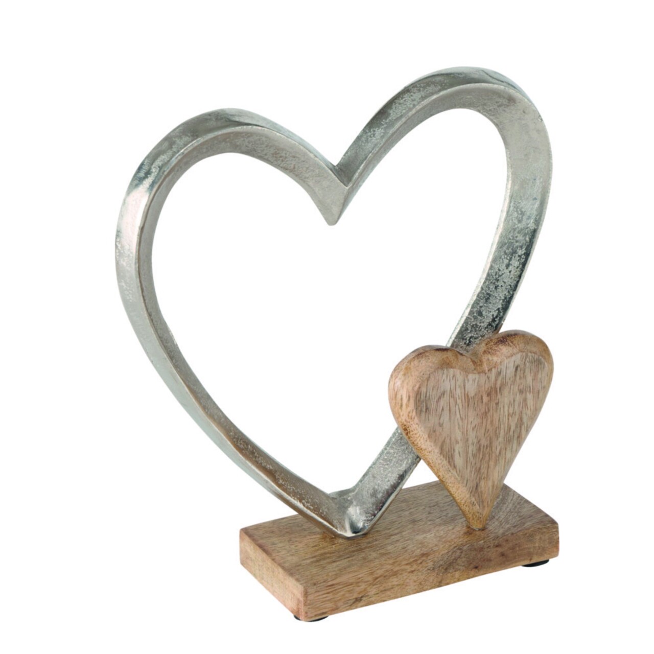 Carolyn Heart Dekoráció, Boltze, 22x18x7.5 cm, mangófa/alumínium