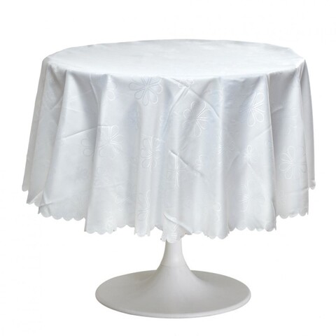 Jacquard Flower foltok elleni terítő, Heinner, Ø 180 cm, poliészter, fehér 01