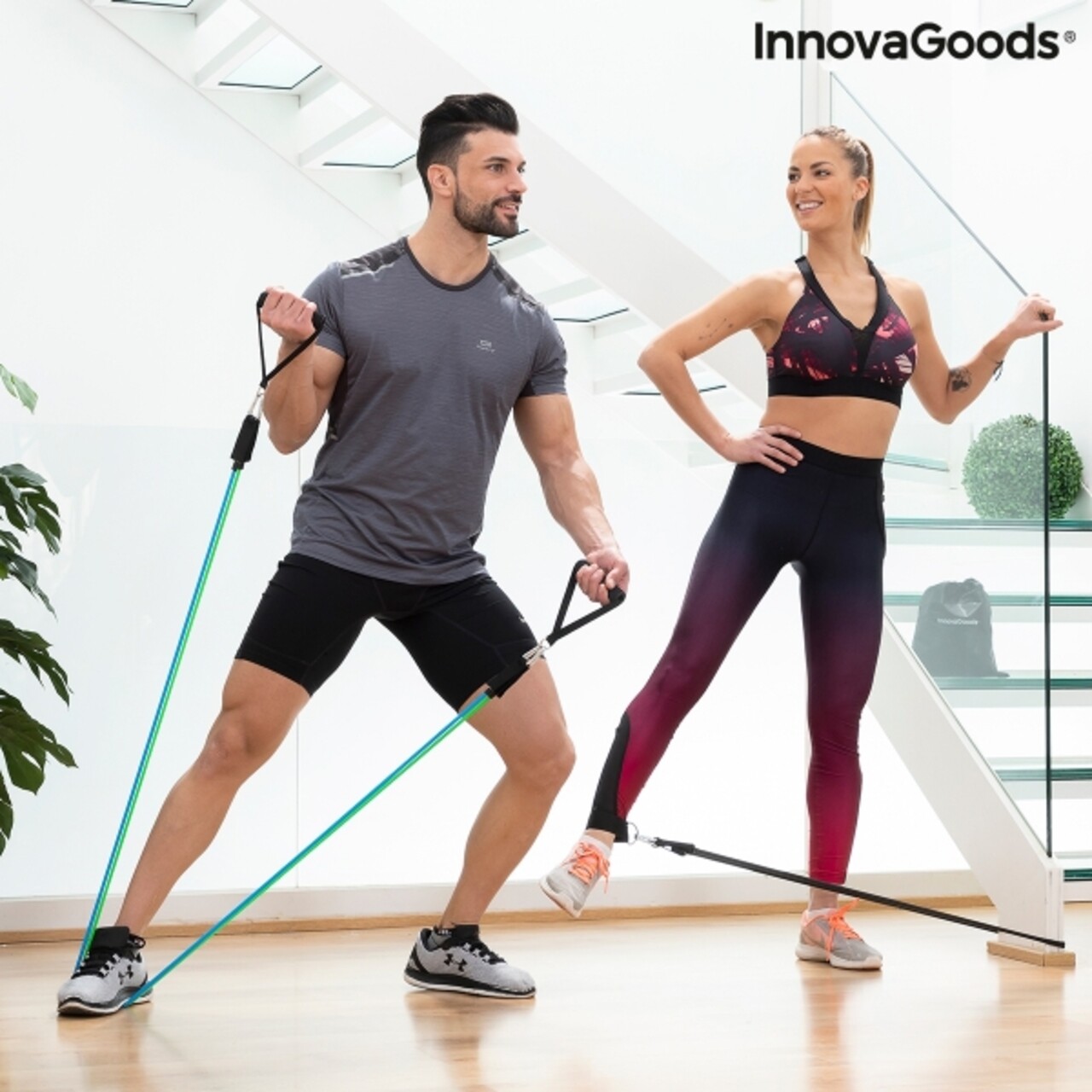 Tribainer InnovaGoods 3 db Ellenállási szalag készlet tartozékokkal és gyakorlat útmutatóval, latex anyag