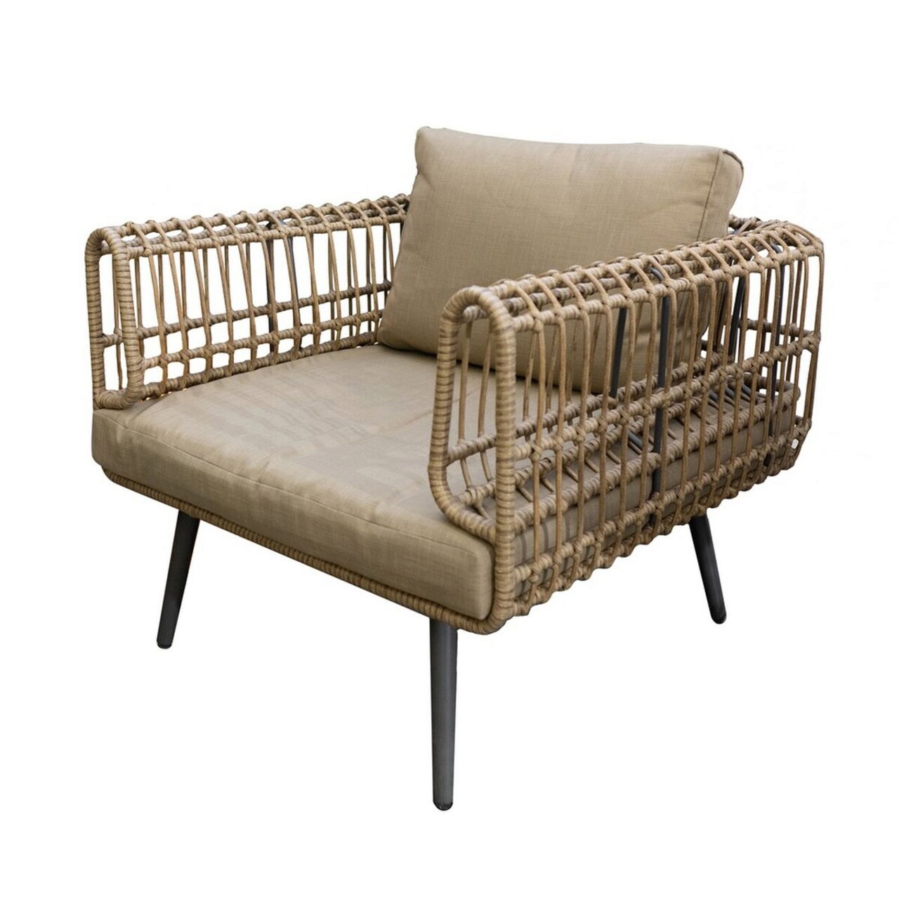 Ariki Kerti fotel, 83 x 84 x 67 cm, acél/szintetikus rotáng