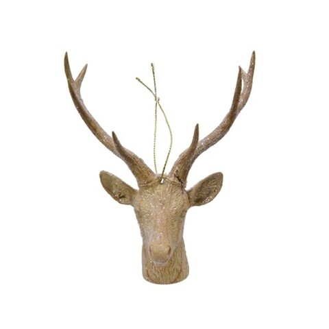 Gömb Deer fej, dekor, 8,5x10x13,5 cm, műanyag, barna