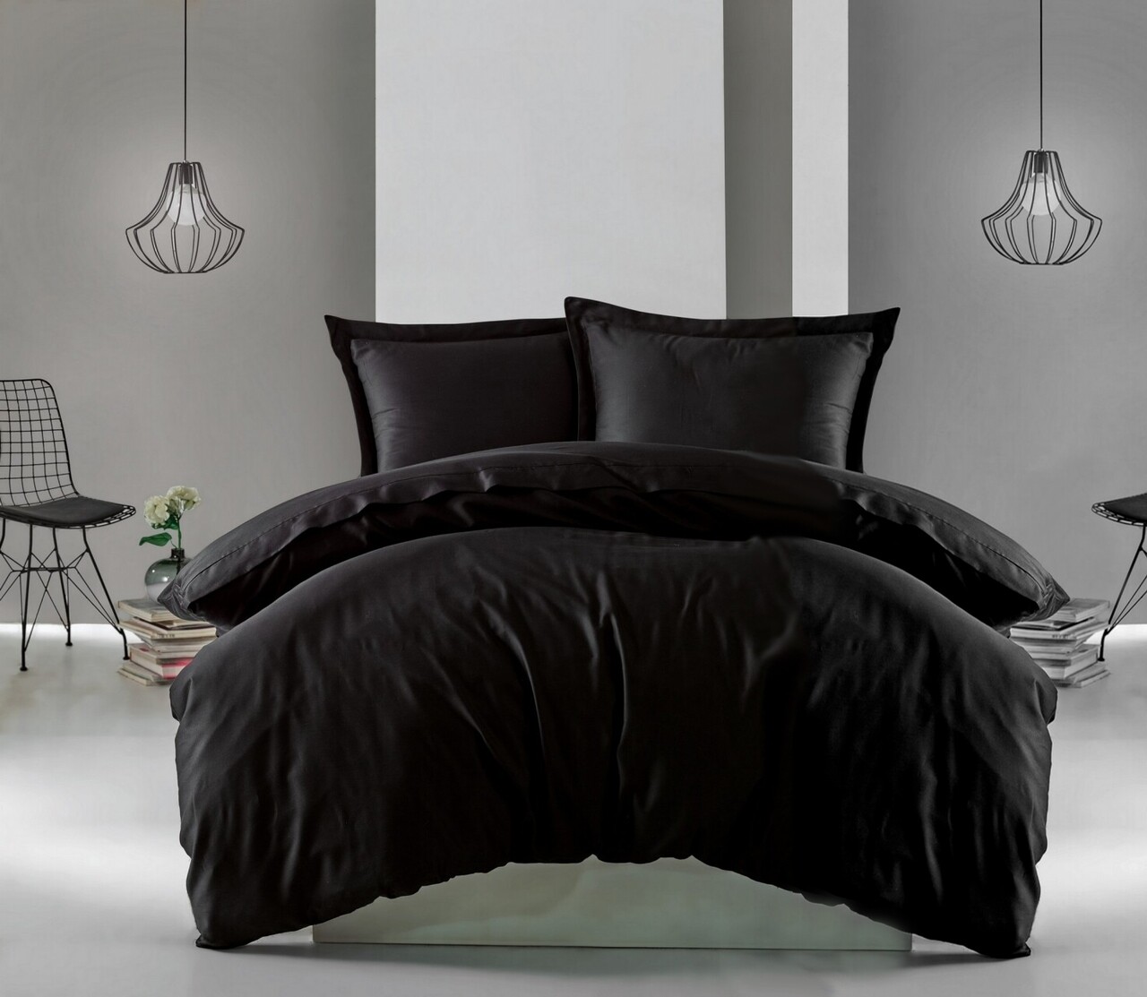 Cotton box kétszemélyes ágynemű, 100% szatén pamut, premium elegant, fekete