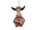 Szarvas Deer scarf, Decoris, 5,5x4x8 cm, poliészter, barna / piros