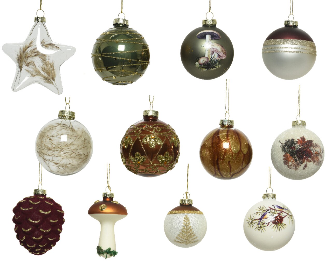 Forest 12 db Válogatott díszgömb, Decoris, üveg, színes