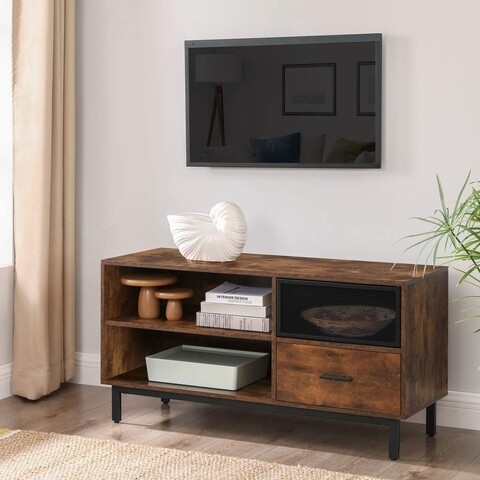 TV Komód, Vasagle, 120 x 40 x 50 cm, PAL/acél, rusztikus barna