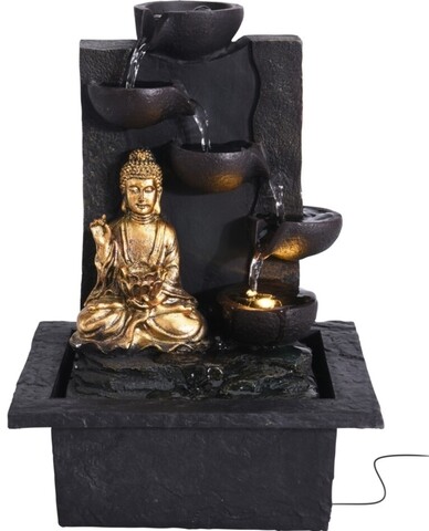 Buddha left Dísz kút, 21.5x18x30 cm, poliszton, fekete