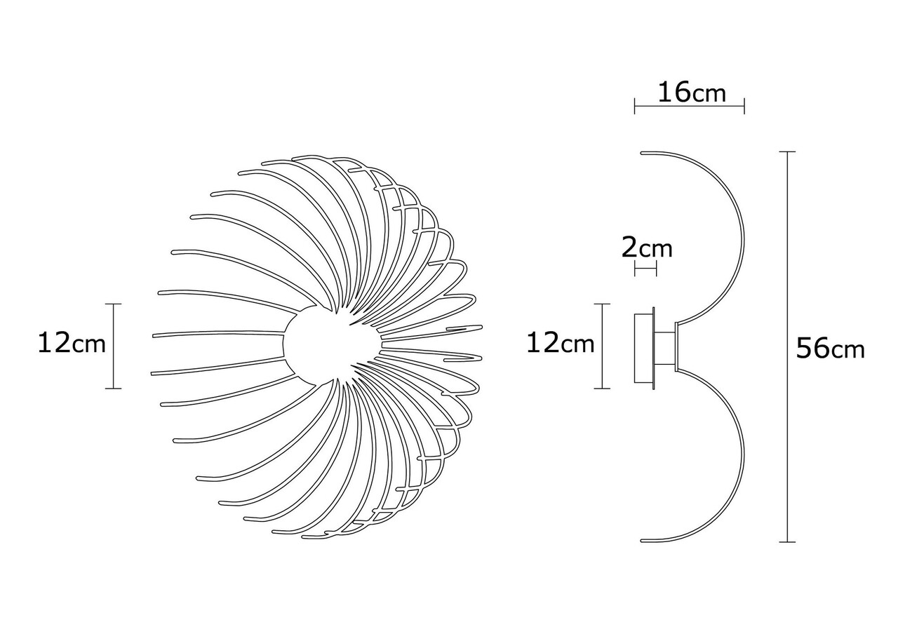 Aspendos N-643 Fali Lámpa, Noor, 16 X 56 Cm, 1 X E27, 100W, Fekete