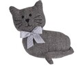 Cat Ajtótámasz, 21x17x23 cm, poliészter, szürke/fehér