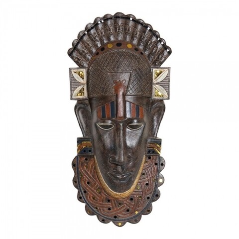 DKD, Figure Mask Dekoráció, 29 x 8 x 59 cm, gyanta, barna