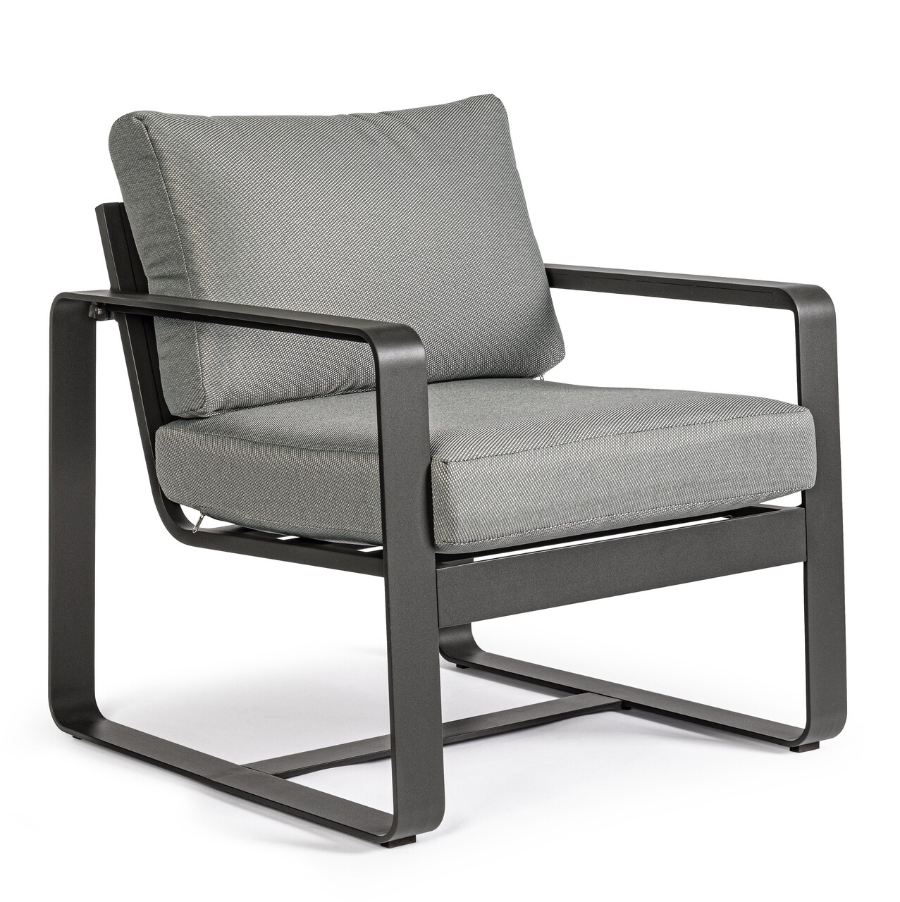 Merrigan Kerti/terasz fotel, Bizzotto, 74 x 78 x 84 cm, alumínium/ofelin szövet, szénszín