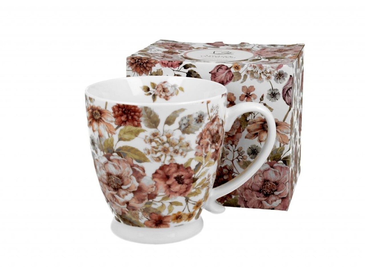 Csésze, DUO, Pastel Flowers - White, 480 ml, porcelán, többszínű