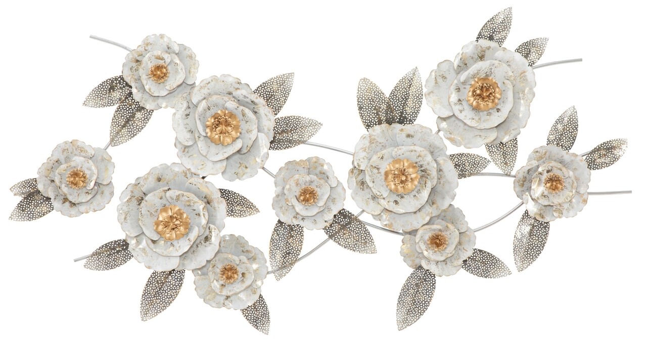 3d flowery white fali dekoráció, mauro ferretti, 135x64.5 cm, vas