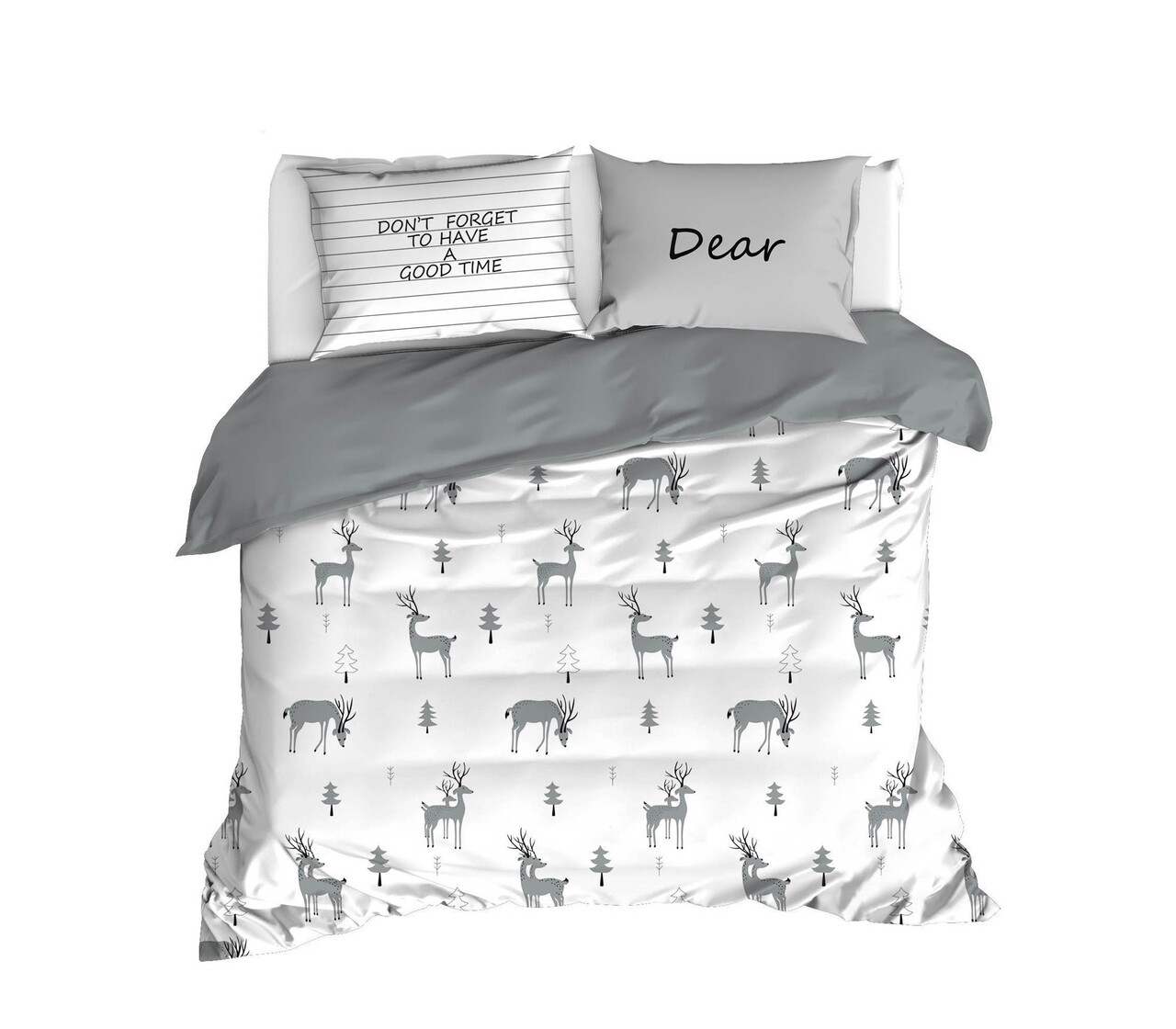 EnLora Home Kétszemélyes ágynemű - fehér, 3 részes, ranforce pamut, fehér