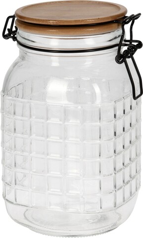 Befőttesüveg fedővel. 1650 ml, 13,4x11,6x20 cm, üveg