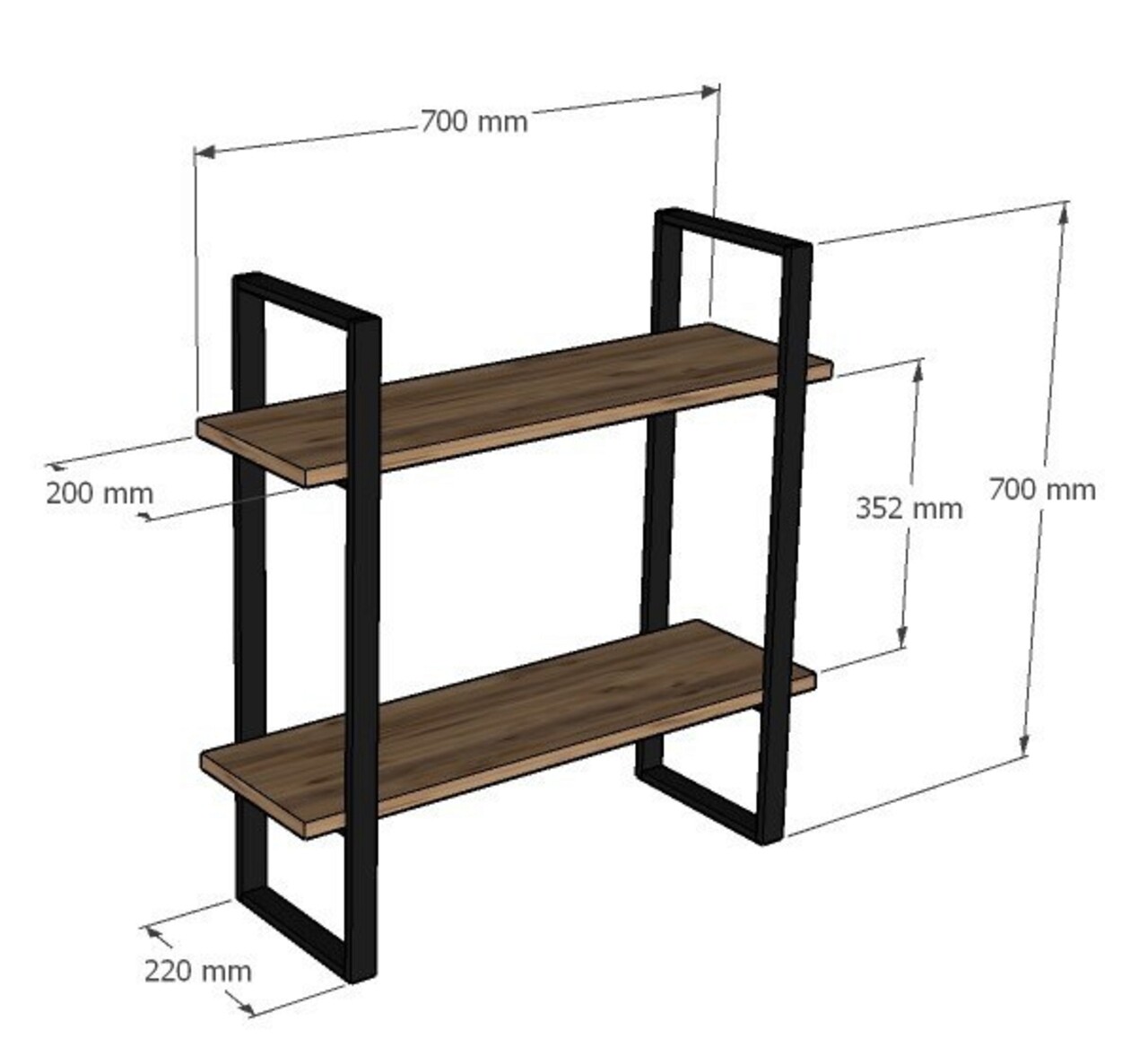 Asse Home Fali Polc, 70x22x70 Cm, Melaminált PAL, Természetes/fekete