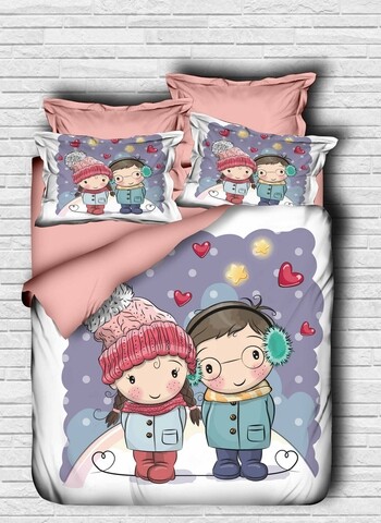 Ágynemű egy fő részére Girl a Boy-110, Pearl Home, 4 db, kevert pamut, többszínű