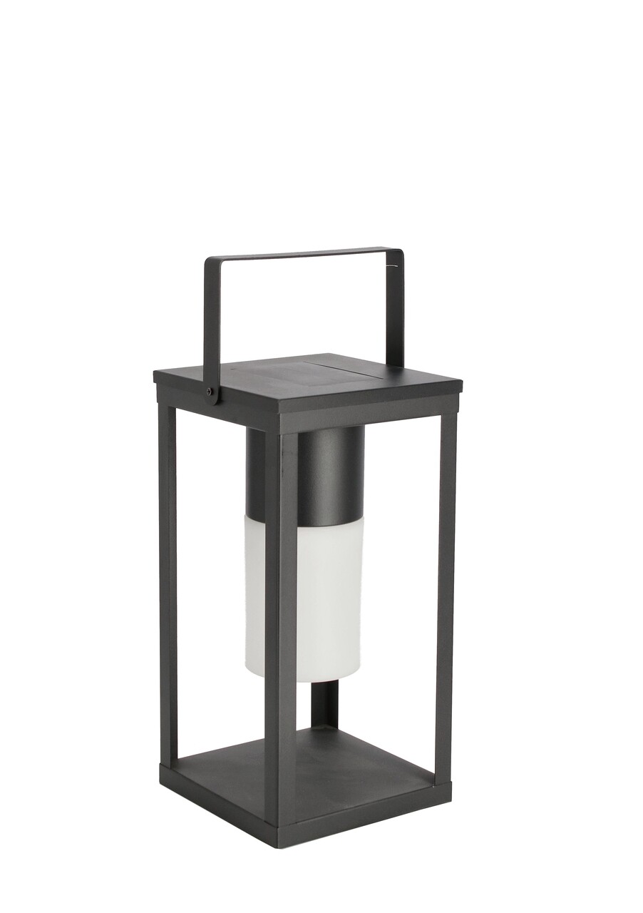 Square napelemes lámpa led akasztóval, bizzotto, 17 x 17 x 38 cm, acél, fekete