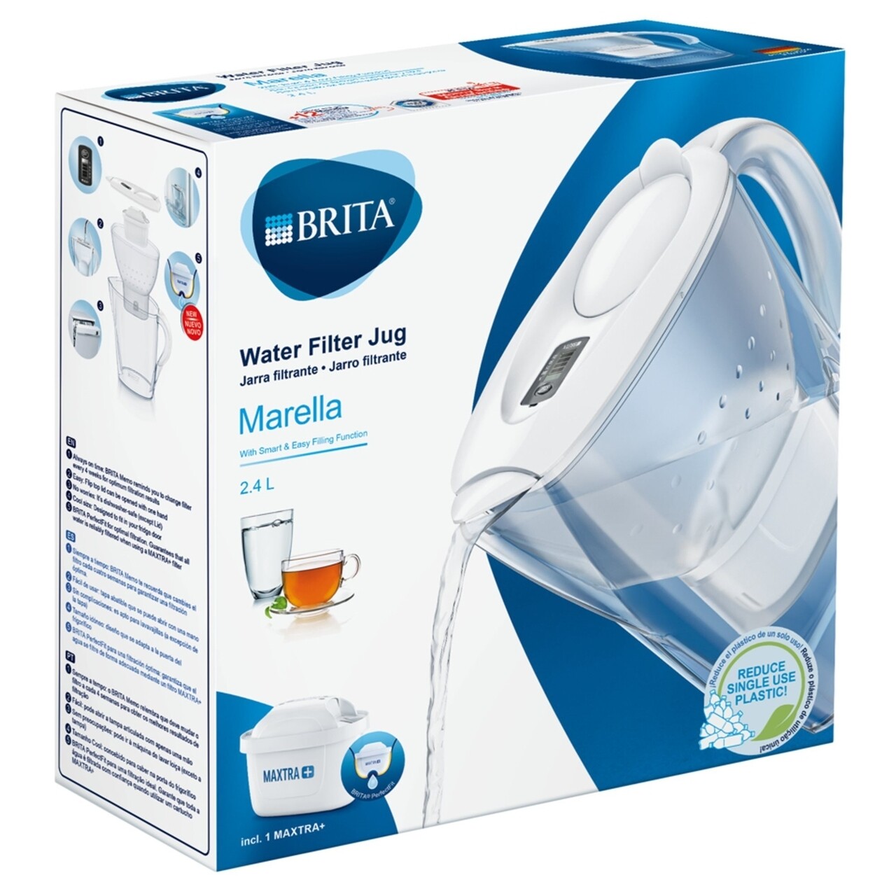 Szűrőpohár BRITA Marella 2,4 L Maxtra + Szűrőrúd (fehér)