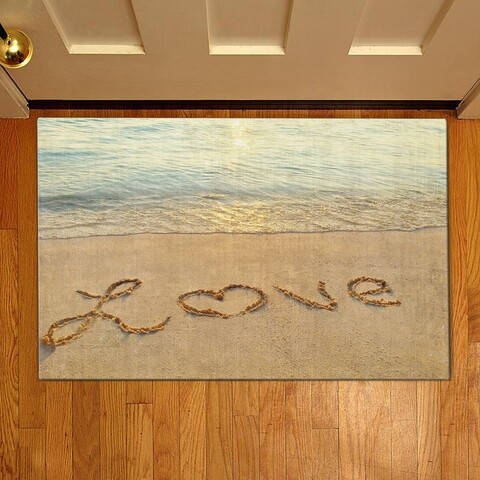 Love on the sand Bejárati szőnyeg, Casberg, 38x58 cm, poliészter, színes